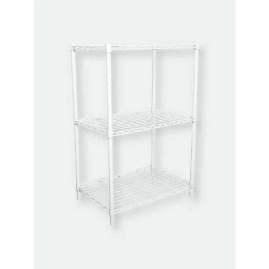 Home Basics 3 Tier Steel Multi-Purpose Adjustable Wire Shelving Unit With 50 Lb Weight Capacity Per Shelf, White Storage & Organization