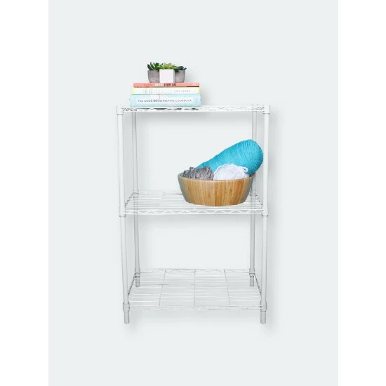 Home Basics 3 Tier Steel Multi-Purpose Adjustable Wire Shelving Unit With 50 Lb Weight Capacity Per Shelf, White Storage & Organization - Image 2