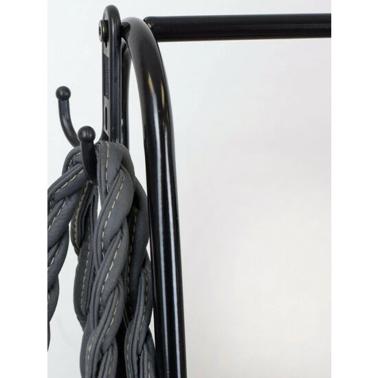 Home Basics 2 Shelf Free-Standing Garment Rack With Hooks, Black Storage & Organization - Image 3