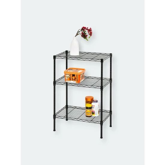 Home Basics 3 Tier Steel Wire Shelf, Black Storage & Organization