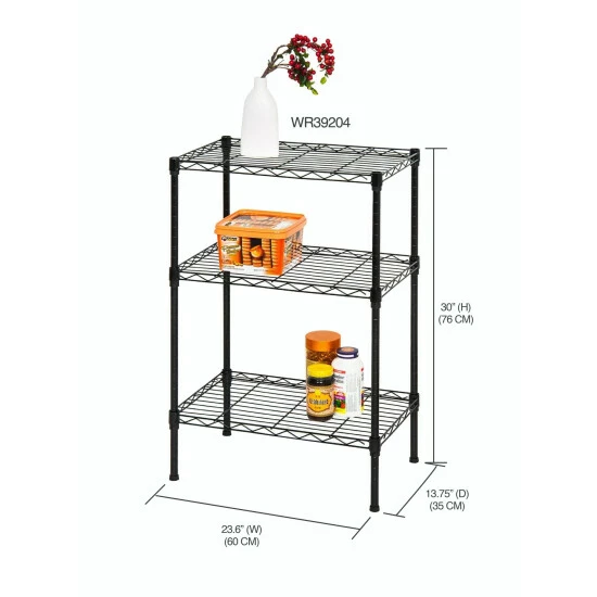 Home Basics 3 Tier Steel Wire Shelf, Black Storage & Organization - Image 2