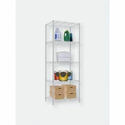 Home Basics 5 Tier Steel Wire Shelf, White Storage & Organization