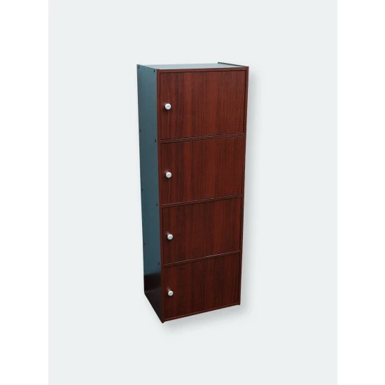 Home Basics 4 Cube Wood Cabinet, Mahogany Storage & Organization - Image 3