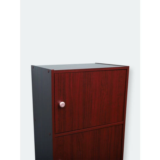 Home Basics 4 Cube Wood Cabinet, Mahogany Storage & Organization - Image 4