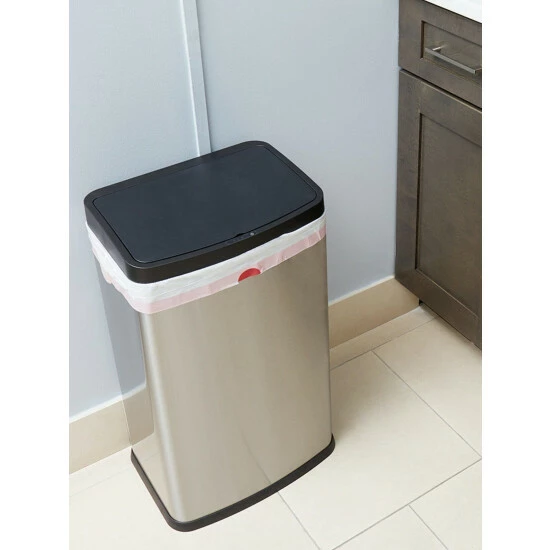 Home Basics Touchless Stainless Steel Waste Bin Storage & Organization - Image 2