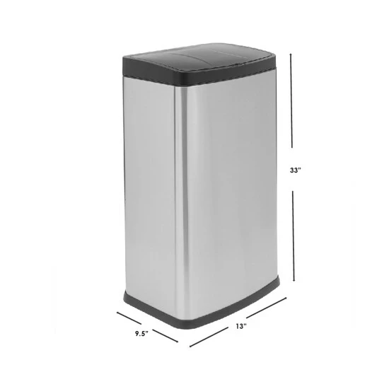 Home Basics Touchless Stainless Steel Waste Bin Storage & Organization - Image 7