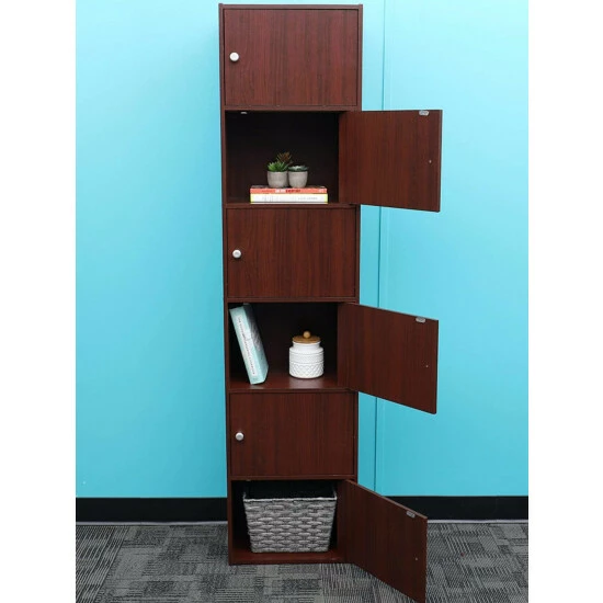 Home Basics 6 Cube Wood Cabinet, Mahogany Storage & Organization - Image 3