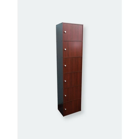Home Basics 6 Cube Wood Cabinet, Mahogany Storage & Organization - Image 4