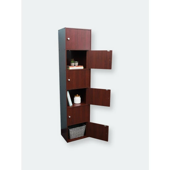 Home Basics 6 Cube Wood Cabinet, Mahogany Storage & Organization - Image 6