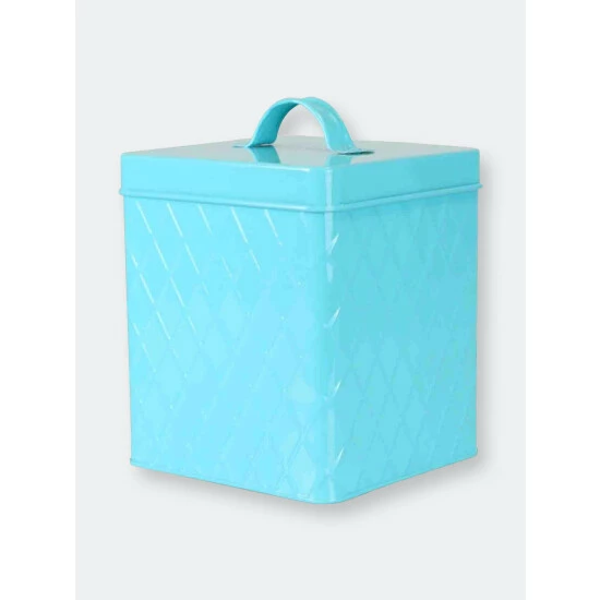 Home Basics Large Tin Canister, Turquoise Storage & Organization