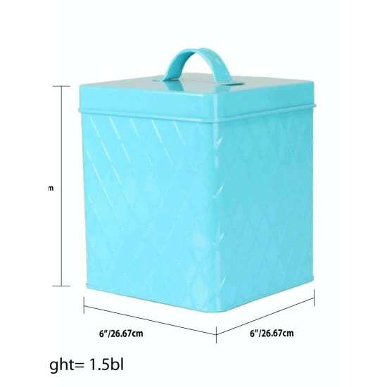 Home Basics Large Tin Canister, Turquoise Storage & Organization - Image 3