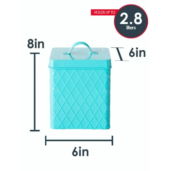 Home Basics Large Tin Canister, Turquoise Storage & Organization - Image 4