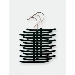 Home Basics 6 Tier Non-Slip Velvet Tie Hanger, Black Storage & Organization