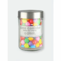 Home Basics Medium 40 Oz. Round Glass Canister With Air-Tight Stainless Steel Twist Top Lid, Clear Storage & Organization
