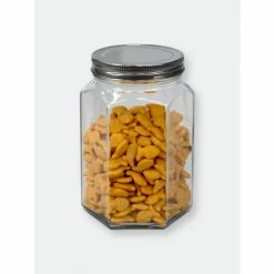 Home Basics 37 Oz. Medium Hexagon Glass Canister, Clear Storage & Organization