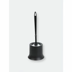 Home Basics Plastic Toilet Brush With Compact Holder, Black Bath Accessories
