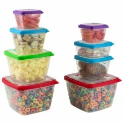 Home Basics 16 Piece Nesting Plastic Food Storage Container Set With Multi Color Snap On Lids Tools & Accessories
