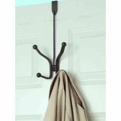 Home Basics Curved Over The Door Double Hanging Hook, Bronze Storage & Organization