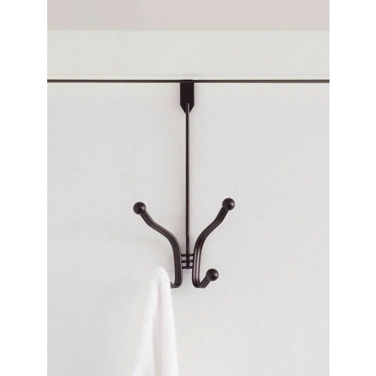 Home Basics Curved Over The Door Double Hanging Hook, Bronze Storage & Organization - Image 2