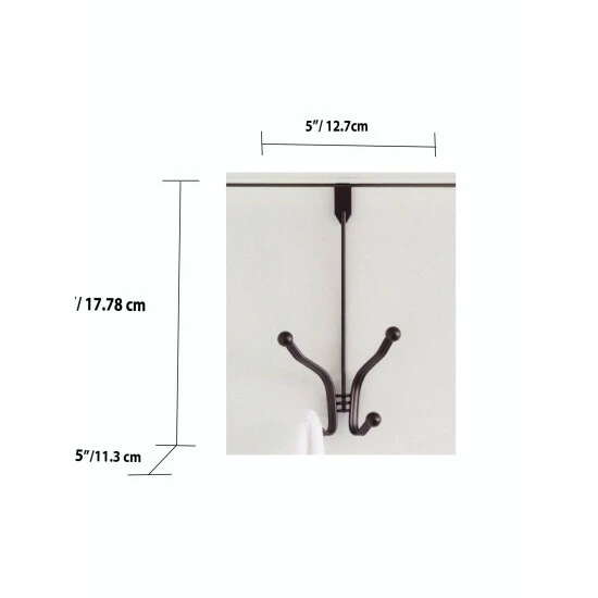 Home Basics Curved Over The Door Double Hanging Hook, Bronze Storage & Organization - Image 3