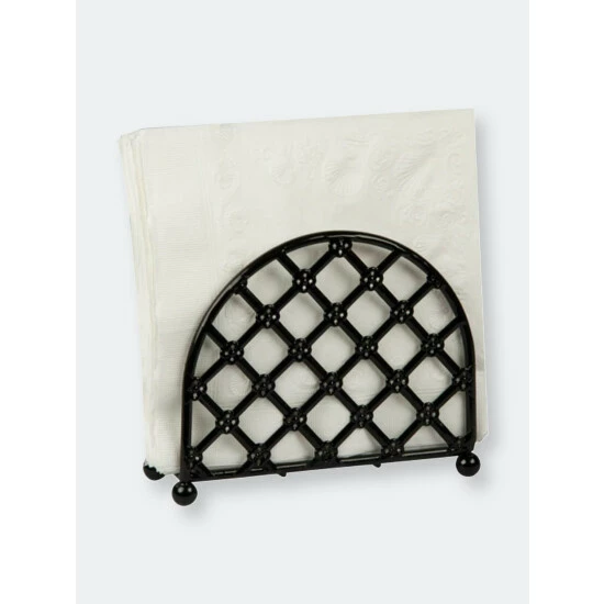 Home Basics Lattice Collection Free-Standing Napkin Holder, Black Storage & Organization