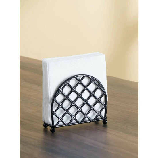Home Basics Lattice Collection Free-Standing Napkin Holder, Black Storage & Organization - Image 2