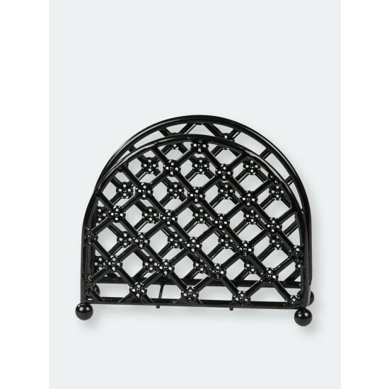 Home Basics Lattice Collection Free-Standing Napkin Holder, Black Storage & Organization - Image 5