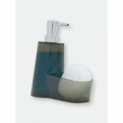 Home Basics 13.5 Oz. Plastic Soap Dispenser With Sponge Compartment, Grey Tools & Accessories Default Title