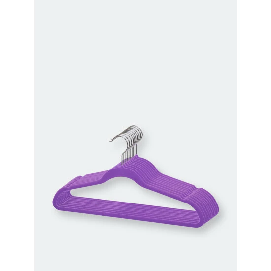 Home Basics Velvet Hanger, (Pack Of 10), Purple Storage & Organization