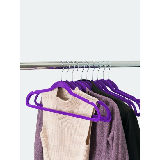 Home Basics Velvet Hanger, (Pack Of 10), Purple Storage & Organization - Image 3