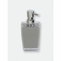 Home Basics Acrylic Plastic 10 Oz. Hand Soap Dispenser With Rust-Resistant Brushed Stainless Steel Pump, Grey Bath Accessories