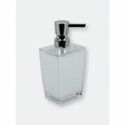 Home Basics Acrylic Plastic 10 Oz. Hand Soap Dispenser With Rust-Resistant Brushed Stainless Steel Pump, White Bath Accessories