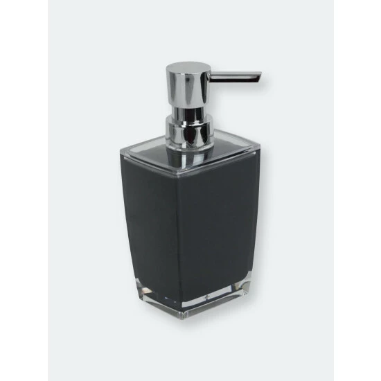 Home Basics Acrylic Plastic 10 Oz. Hand Soap Dispenser With Rust-Resistant Brushed Stainless Steel Pump, Black Bath Accessories