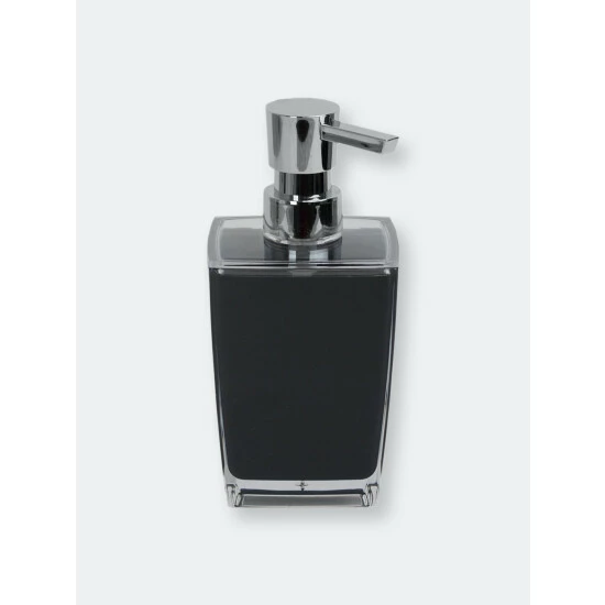 Home Basics Acrylic Plastic 10 Oz. Hand Soap Dispenser With Rust-Resistant Brushed Stainless Steel Pump, Black Bath Accessories - Image 4