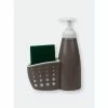Home Basics Soap Dispenser With Perforated Sponge Holder, Grey Tools & Accessories