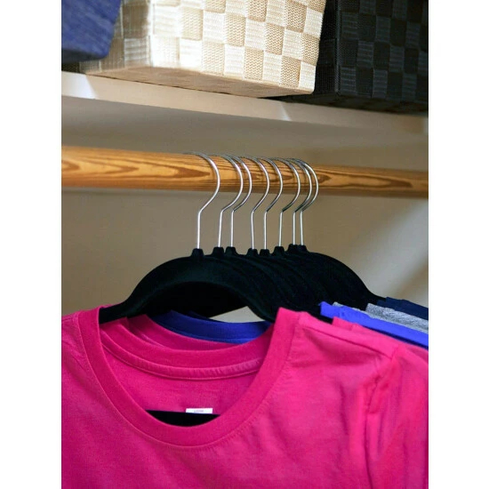 Home Basics Velvet Hanger, (Pack Of 10), Black Storage & Organization