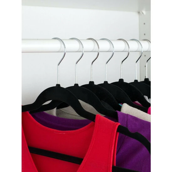 Home Basics Velvet Hanger, (Pack Of 10), Black Storage & Organization - Image 2
