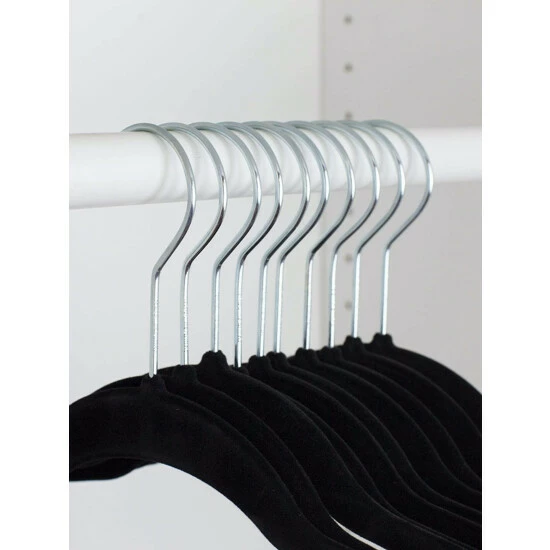 Home Basics Velvet Hanger, (Pack Of 10), Black Storage & Organization - Image 3