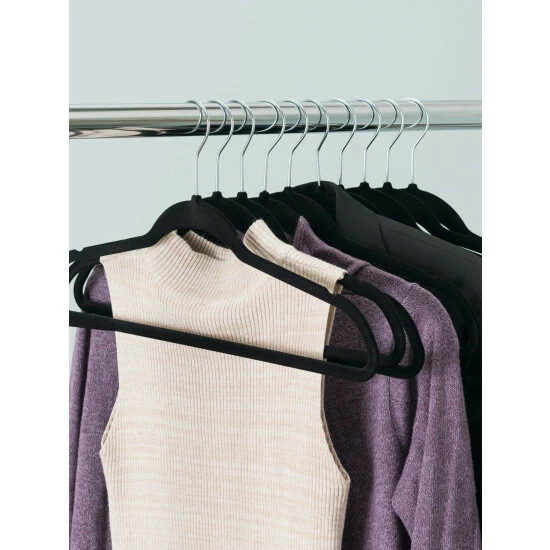 Home Basics Velvet Hanger, (Pack Of 10), Black Storage & Organization - Image 5