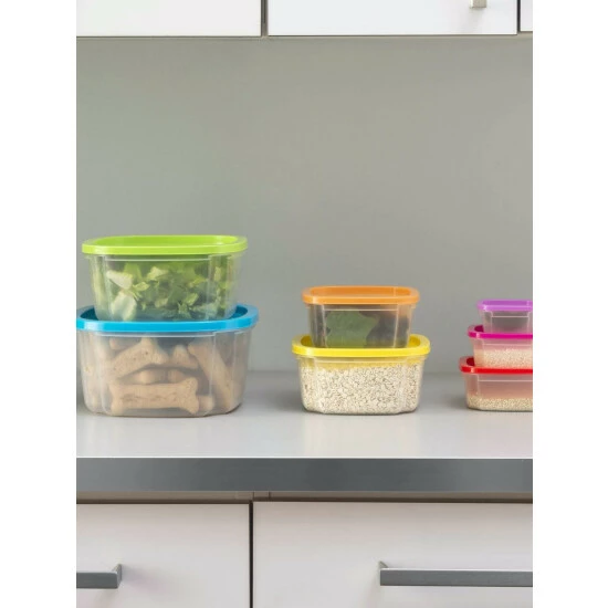 Home Basics 7 Piece Plastic Food Storage Container Set With Multi-Colored Lids Tools & Accessories - Image 2