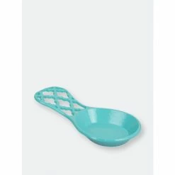 Home Basics Lattice Collection Cast Iron Spoon Rest, Turquoise Storage & Organization