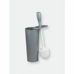 Home Basics Plastic Toilet Brush Holder, Grey Bath Accessories