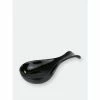 Home Basics Ceramic Spoon Rest, Black Storage & Organization