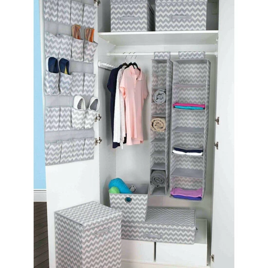 Home Basics Chevron 6 Shelf Closet Organizer Storage & Organization - Image 3