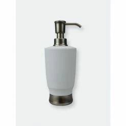 Home Basics Rubberized Plastic Countertop Soap Dispenser, White Bath Accessories Default Title