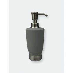 Home Basics Rubberized Plastic Countertop Soap Dispenser, Grey Bath Accessories