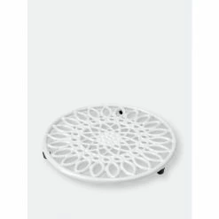 Home Basics Sunflower Heavy Weight Cast Iron Trivet, White Storage & Organization