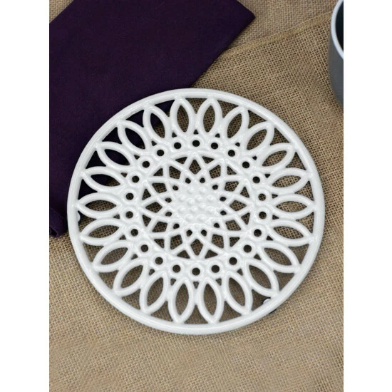 Home Basics Sunflower Heavy Weight Cast Iron Trivet, White Storage & Organization - Image 3