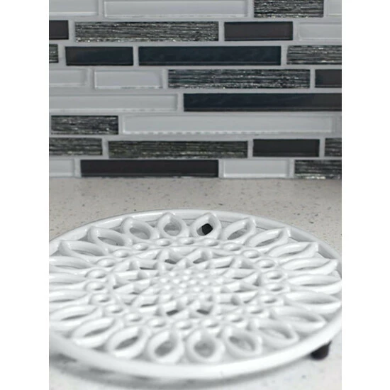 Home Basics Sunflower Heavy Weight Cast Iron Trivet, White Storage & Organization - Image 4