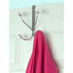 Home Basics Over The Door Double Hanging Hook With Crystal Knobs Storage & Organization